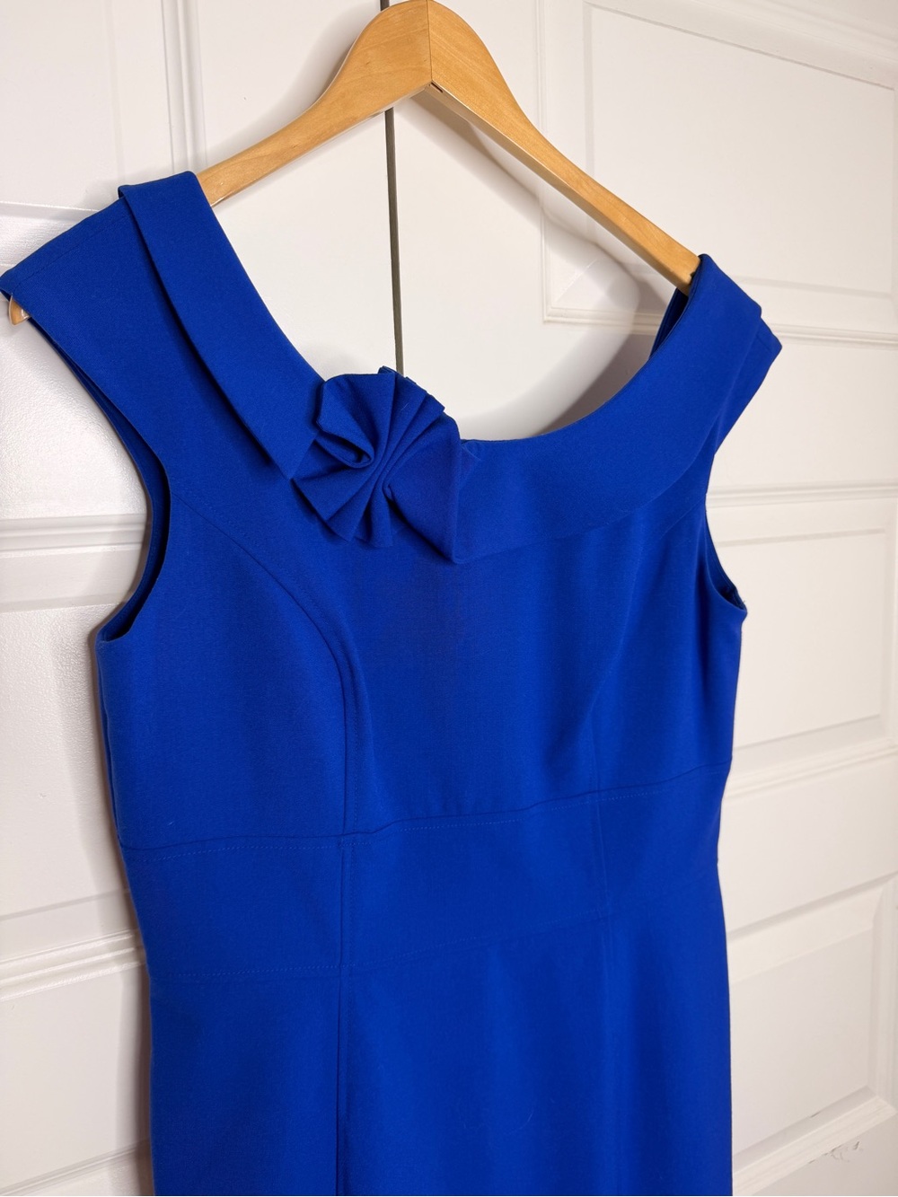 Calvin Klein Cobalt Blue Midi Dress with Decorative Rosette